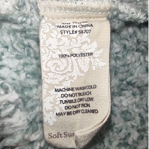 Hugs from Soft Surroundings Cozy Plush Blue-Green Single-Button Cardigan OSFA - Picture 9 of 14